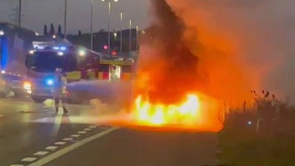 Shocking moment £29k Ford Ranger explodes in fireball on M5