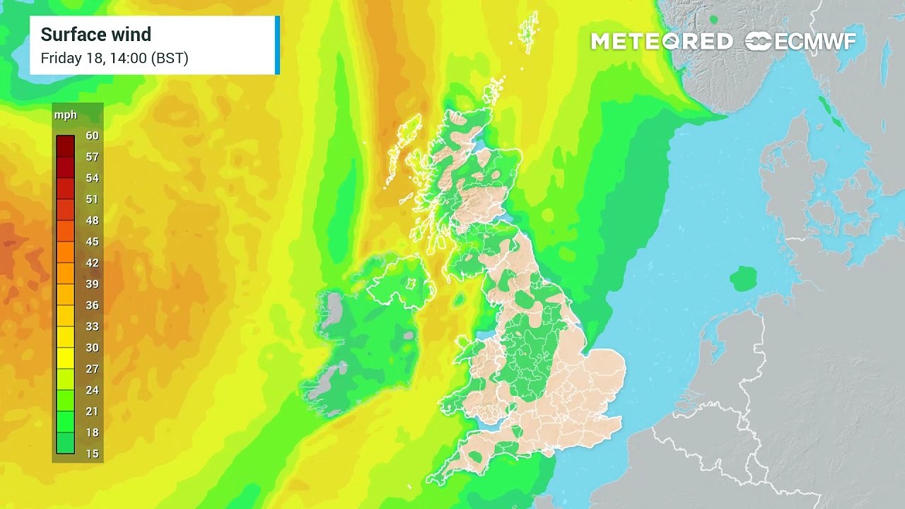 Wind forecast for the UK