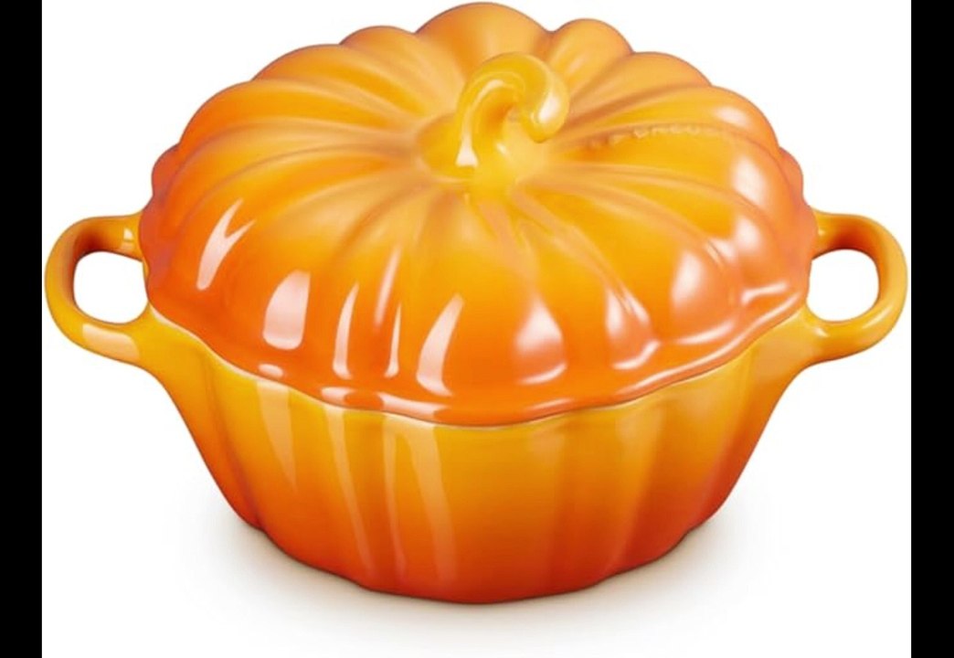 Le Creuset Stoneware Figural Pumpkin Petite Cocotte, 12 oz., Persimmon