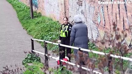 The scene on the canal near to Red House Glass cone after a body is discovered.