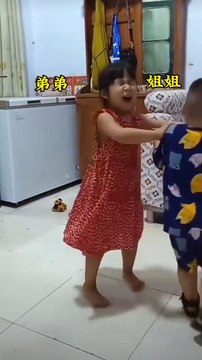 Funny fighting brother and sister