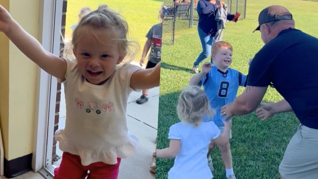 Kids Excitably Reunite With Dad Returning From Hurricane Helene Repairs | Happily TV