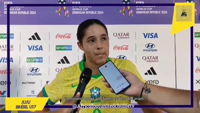 Coupe du Monde Féminine U17 République Dominicaine : Les joueuses du #Brésil Juju et Ana Morganti heureuses de la victoire face à la #Zambie 1️⃣-0️⃣⚽