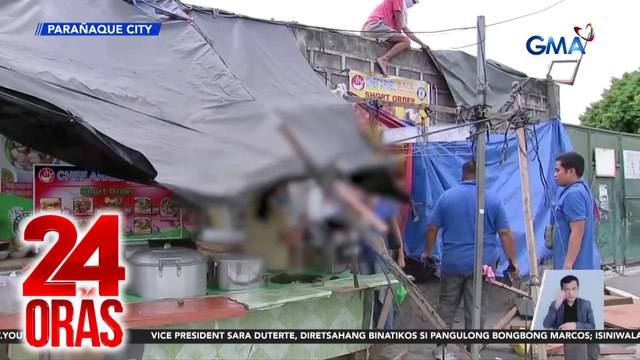 Lahat ng mga nakahambalang na gamit sa ilang karinderya, pinagbabaklas at kinumpiska | 24 Oras