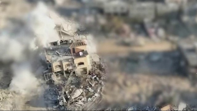 الجيش الإسرائيلي ينشر مقطعا مصورا للحظة قصف المبنى الذي تحصن فيه السنوار