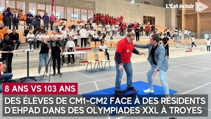 Des enfants de 8 ans face à des résidents de maisons de retraite lors d'olympiades XXL à Troyes