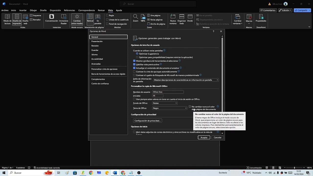 ⬜⬛ Como CAMBIAR el COLOR de HOJA en TEMA NEGRO en WORD FÁCIL y RÁPIDO
