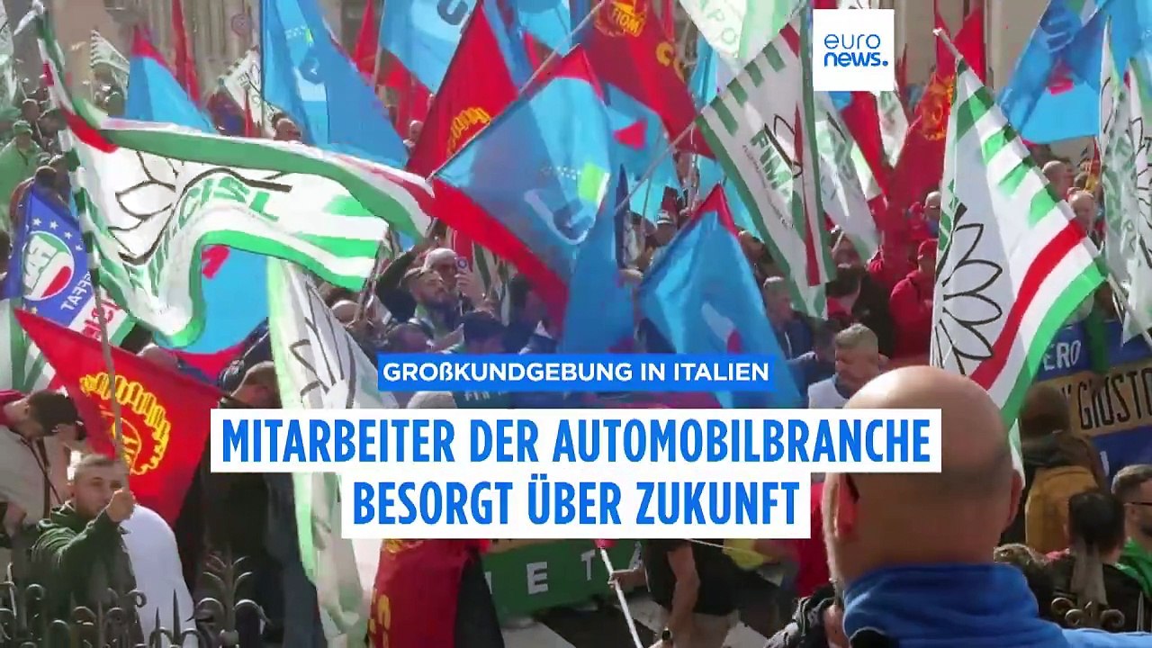Großkundgebung in Italien: Mitarbeiter der Automobilbranche besorgt über Zukunft