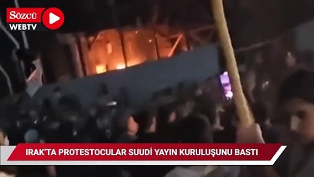 İrak'ta protestocular, Suudi yayın kuruluşunu bastı