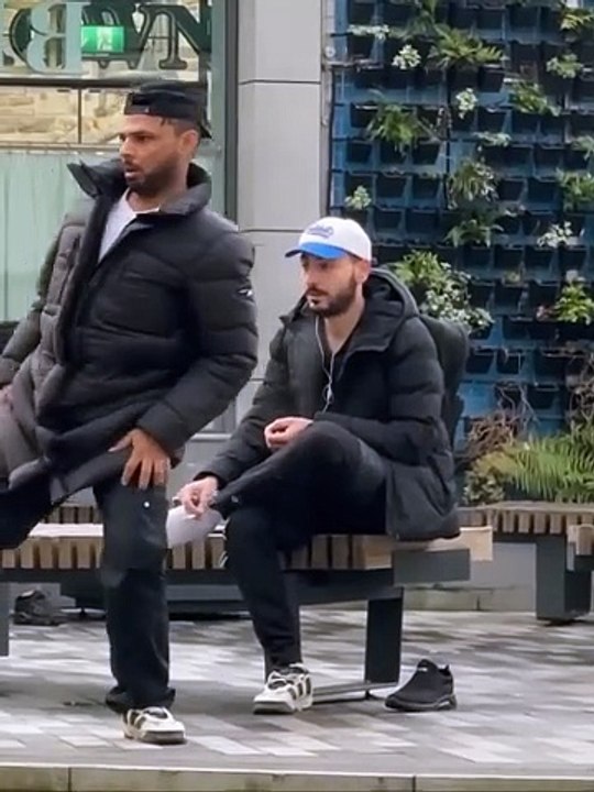 Funny prank with guy sitting in the park