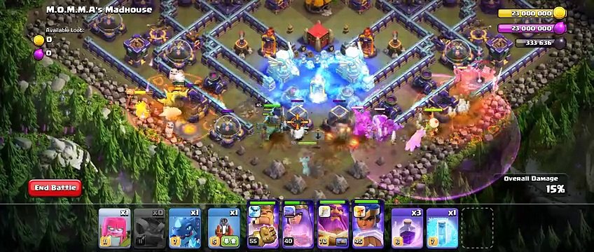 Use new troop witch Golem and win easily 3 star in Single player M.O.M.M.A's Madhouse #supercell