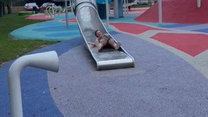 Girl's Nike joggers lead to a comical slide moment at Butlins Skegness