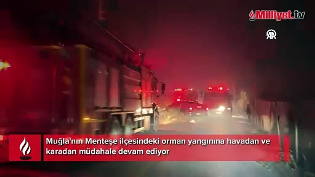 Menteşe'deki orman yangınına havadan ve karadan müdahale sürüyor