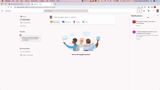 How to USE Microsoft Yammer for Office 365 On a Mac - Tutorial 20 - Locate Notifications - Basic