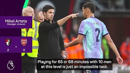 Arteta 'gutted' by costly errors in Bournemouth defeat