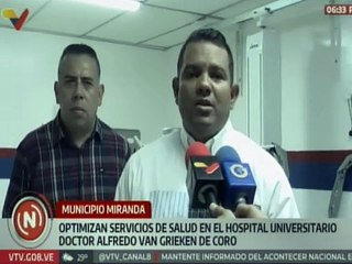 Falcón | Optimizan los servicios de salud en el Hospital Universitario Dr. Alfredo Van Grieken