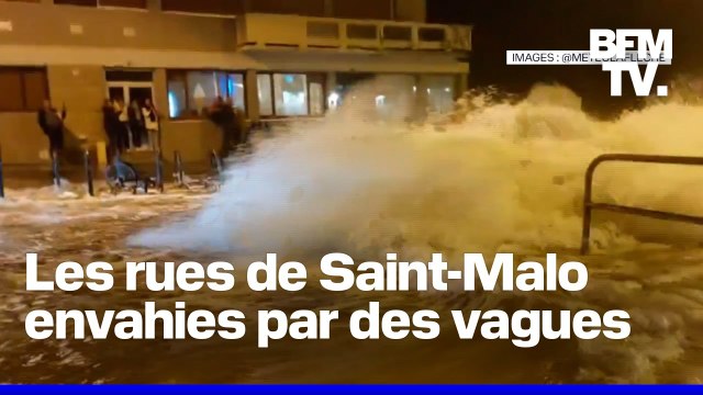 Les images spectaculaires des grandes marées d'équinoxe dans les rues de Saint-Malo