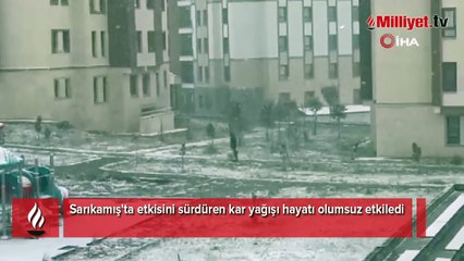 Sarıkamış'ta yoğun kar yağışı etkisini sürdürüyor