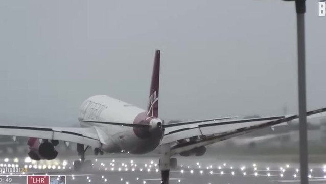 Watch: Planes landing at Heathrow Airport face wrath of Storm Ashley’s 80mph winds