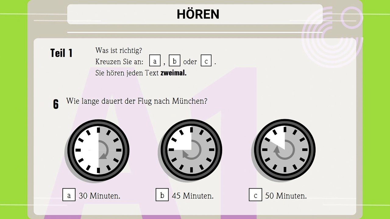 GOETHE-ZERTIFIKAT A1: START DEUTSCH 1 - Übungssatz 01 - Hören (mit Lösungen)
