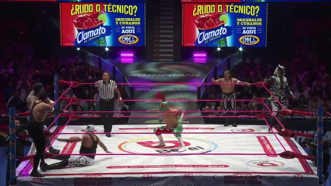 Blue Panther Jr., Dark Panther, Pelon Encapuchado vs Cancerbero, Luciferno, Virus