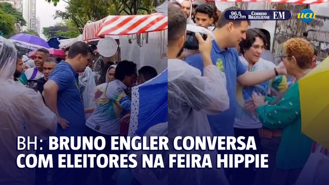 Bruno Engler conversa com expositores na Feira Hippie