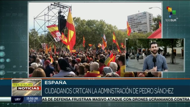 Derecha española llama a manifestaciones contra gobierno del pdte. Sánchez