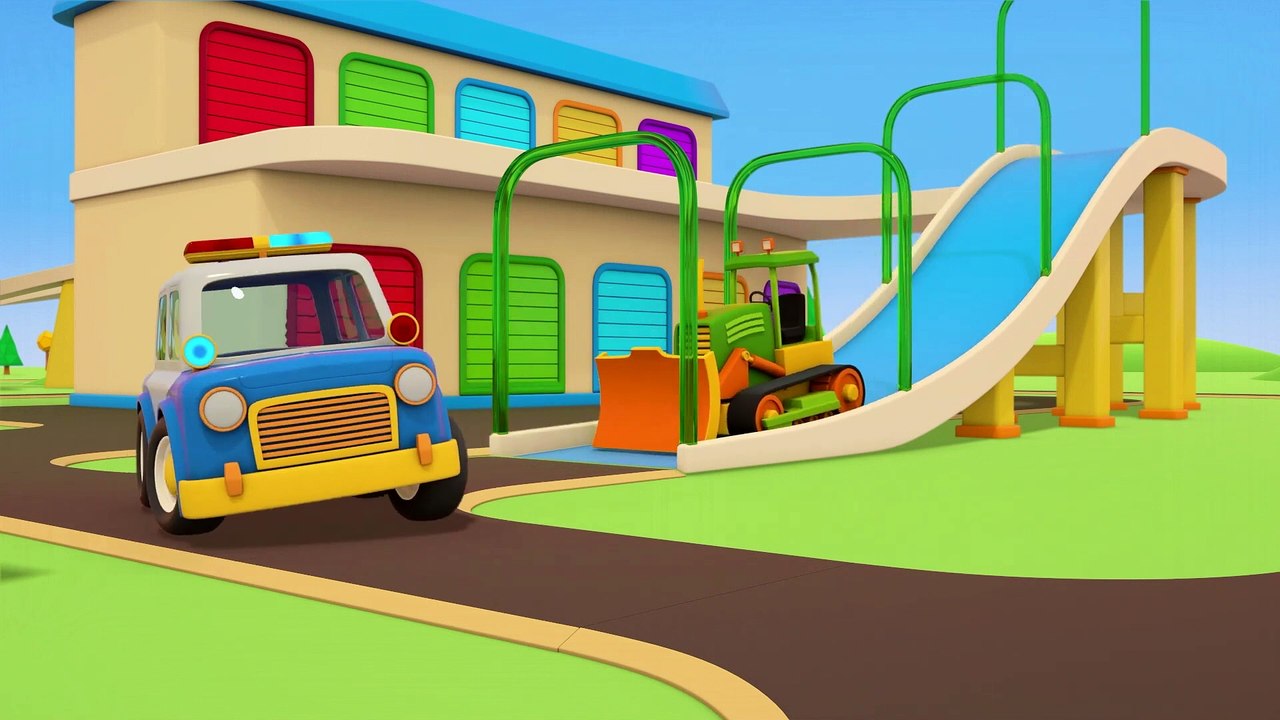 The car needs help! The fire truck saves the day. Helper cars cartoons