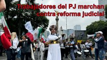 Trabajadores del PJ marchan del Ángel al Senado contra reforma judicial