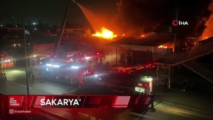 Sakarya'da fabrika yangını! Alevler iş yerlerine de sıçradı