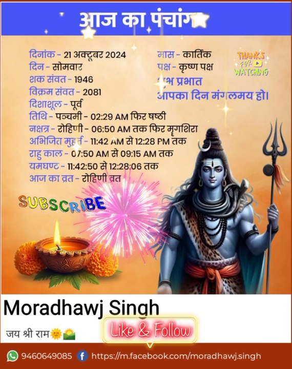 21/10/2024 का पंचांग