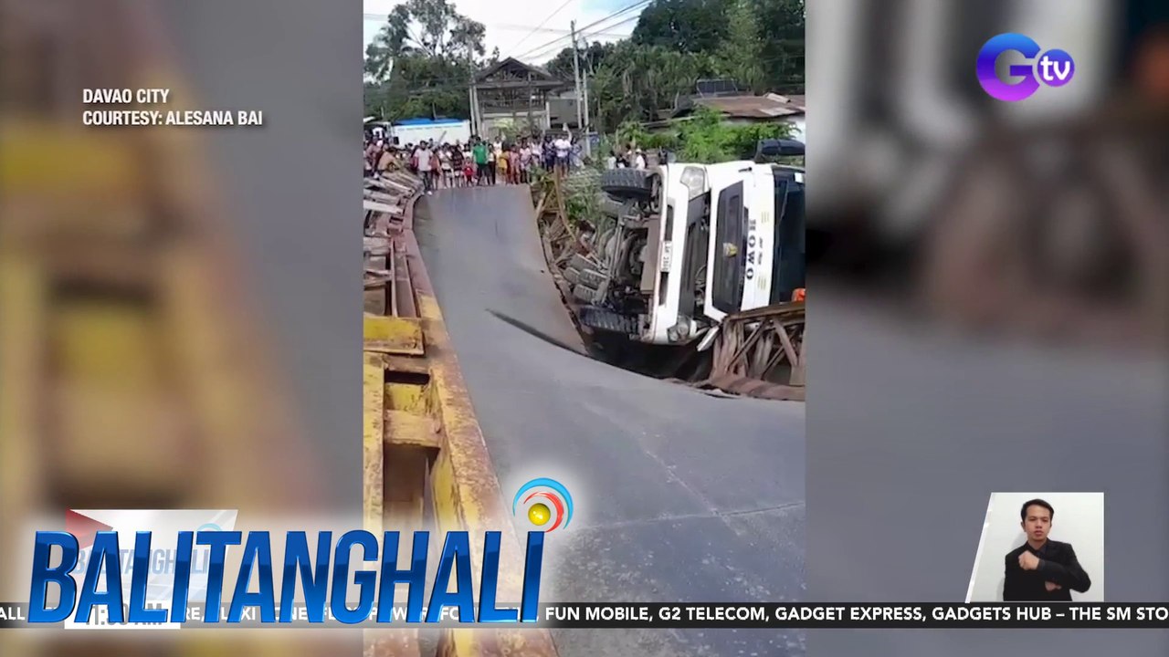 Steel bridge, bumigay matapos daanan ng truck na may kargang lupa at