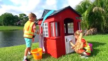 Diana and Roma repairing playhouses
