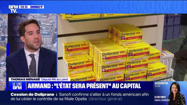 Vente de Doliprane: On a essayé de camoufler une vraie difficulté pour l'économie française et pour notre souveraineté pharmaceutique , réagit Thomas Ménagé (RN)