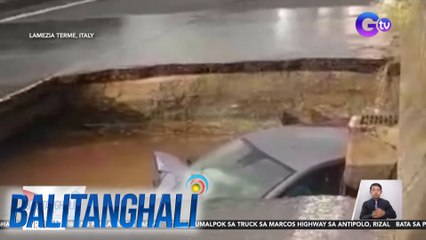 Kotse, nilamon ng sinkhole na lumitaw matapos ang matinding pag-ulan | Balitanghali