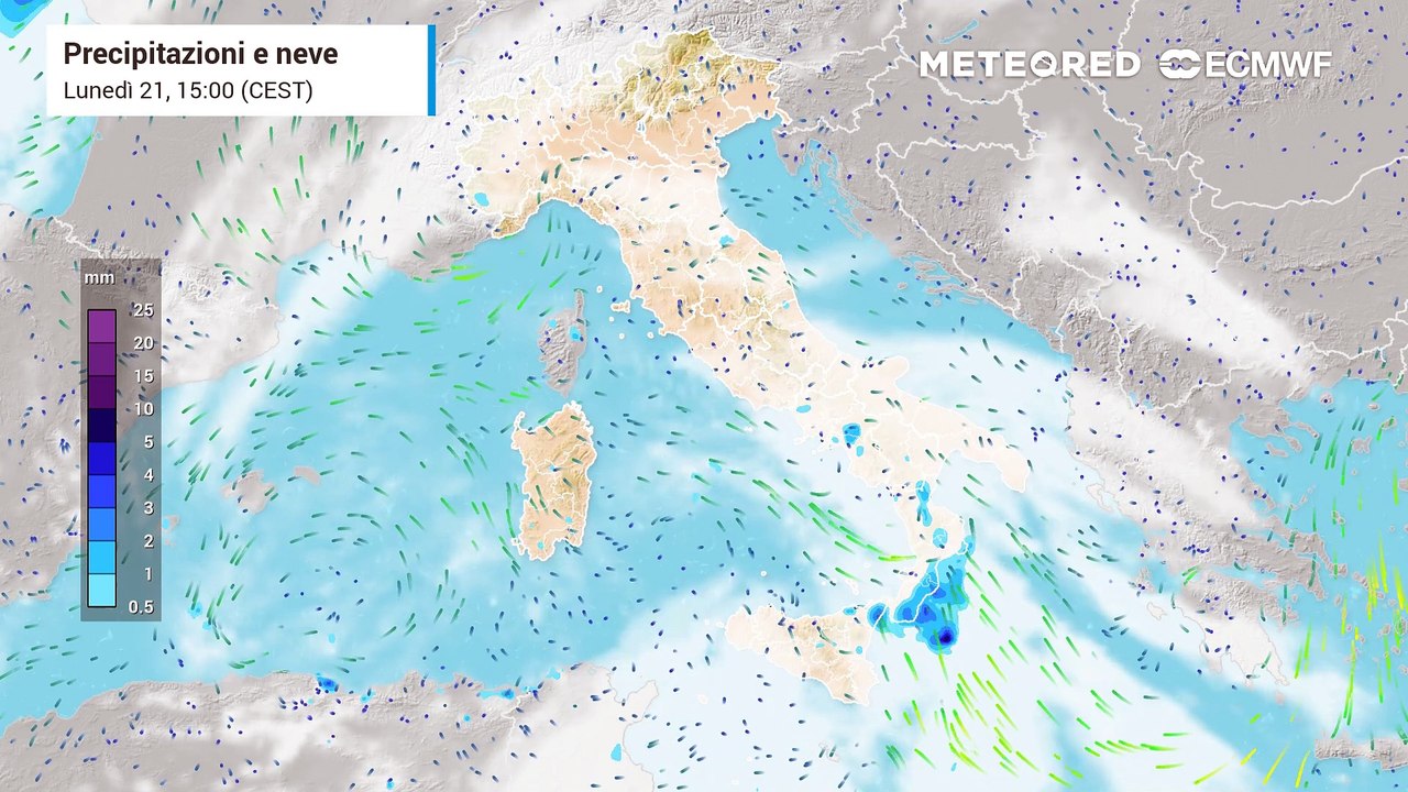 Prossime ore fenomeni intensi ancora tra Sicilia e Calabria