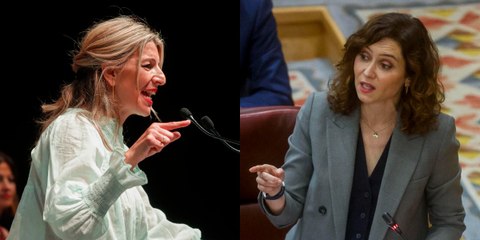 Yolanda Díaz salta como una posesa ante el plantón de Ayuso a Sánchez