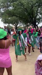 Sisters of Alpha Kappa Alpha Doing One Last Stroll Together After Graduation!