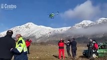 Le ricerche degli escursionisti con il sonar attaccato all'elicottero