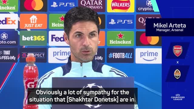 Arteta sympathetic of 'remarkable' Shakhtar Donetsk ahead of UCL clash