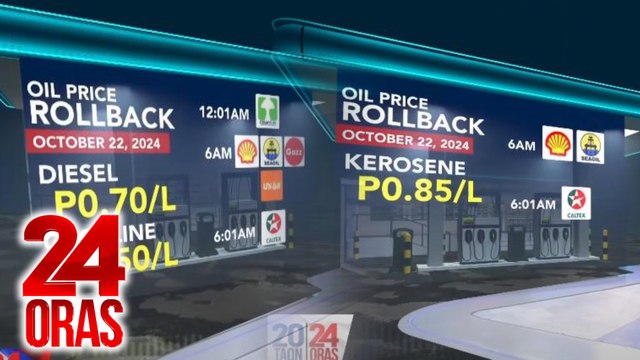 Rollback sa presyo ng ilang produktong petrolyo, ipatutupad bukas | 24 Oras