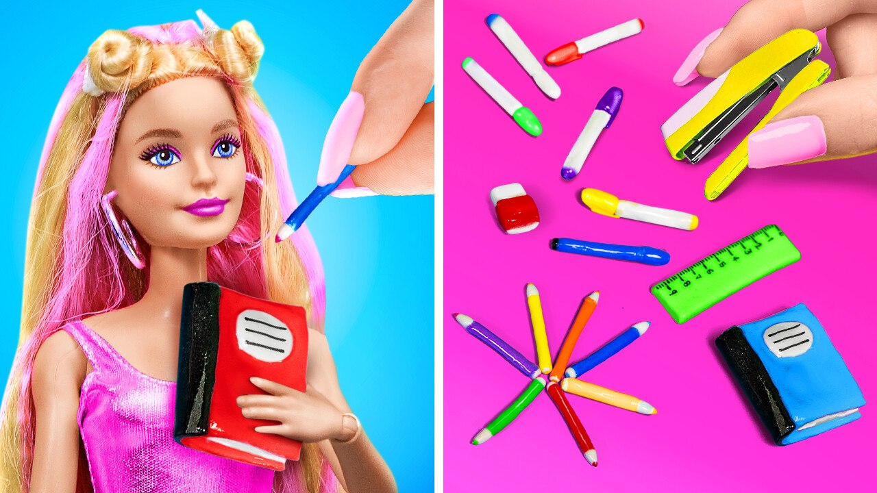 Poupée BARBIE va à l'école ! Fournitures scolaires miniatures et créations faciles par 123 GO Like !