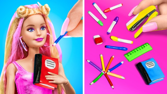 Poupée BARBIE va à l'école ! Fournitures scolaires miniatures et créations faciles par 123 GO Like !
