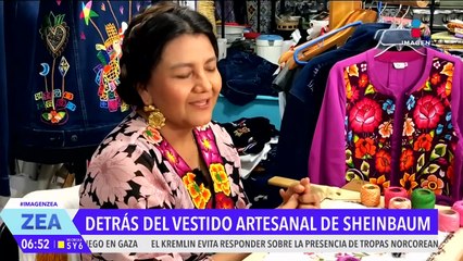 Ella es la artesana que tejió el vestido que usó Claudia Sheinbaum cuando tomó protesta
