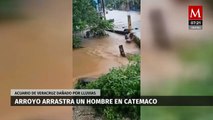 Tras lluvias torrenciales, arroyo arrastra a hombre en Catemaco, Veracruz