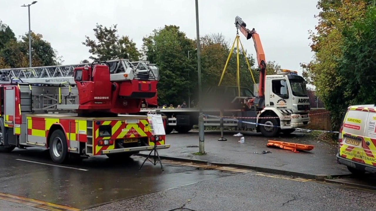 A Range Rover was pulled from the river after an accident in Mace Lane, Ashford