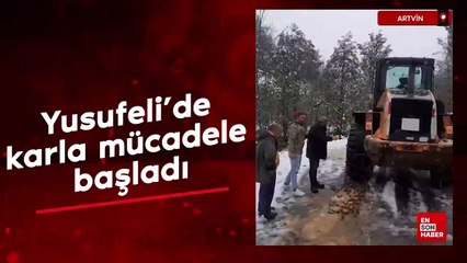 Artvin Yusufeli'de karla mücadele başladı