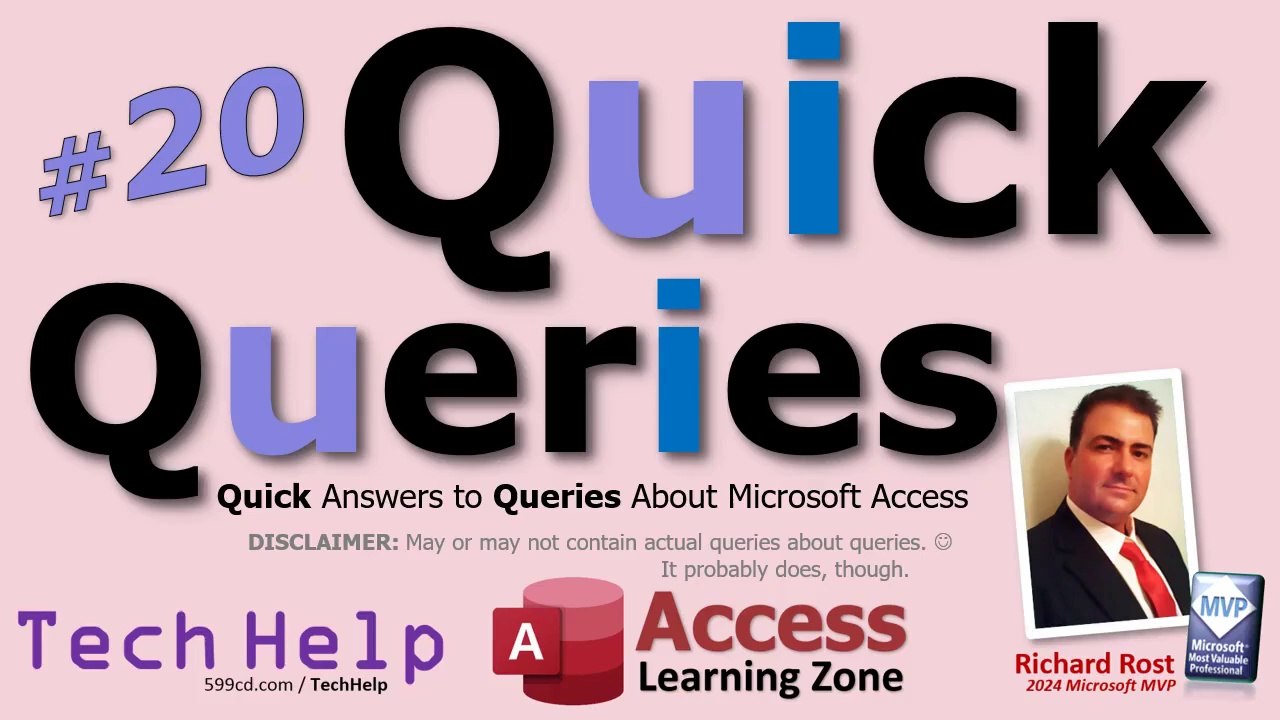 Microsoft Access Quick Queries #20: Avoiding Lookup Fields, Dlookup, and Database Maintenance Tips