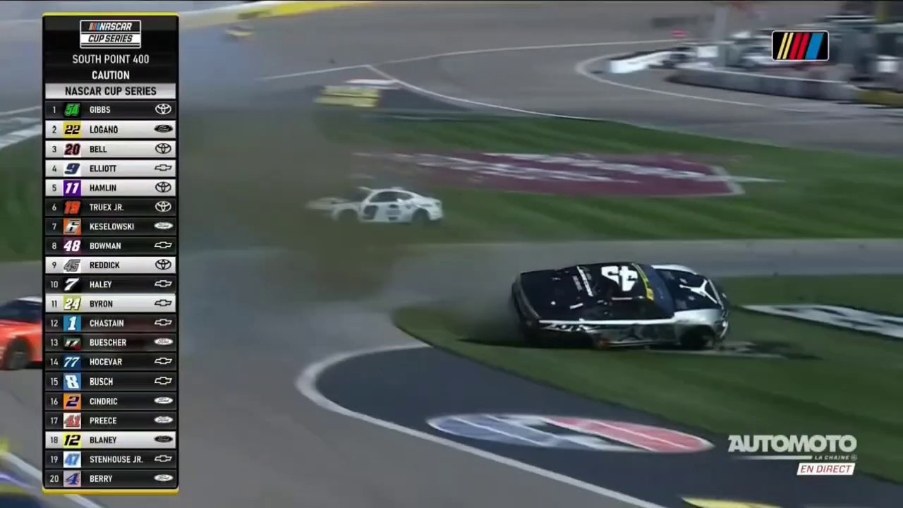 NASCAR 2024 Las Vegas 2 Race Dillon Huge Hit Reddick Flip