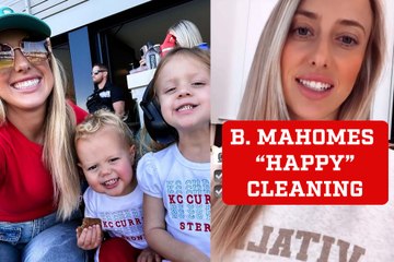 Brittany Mahomes forced to 'happy' clean up her kids' messy chao